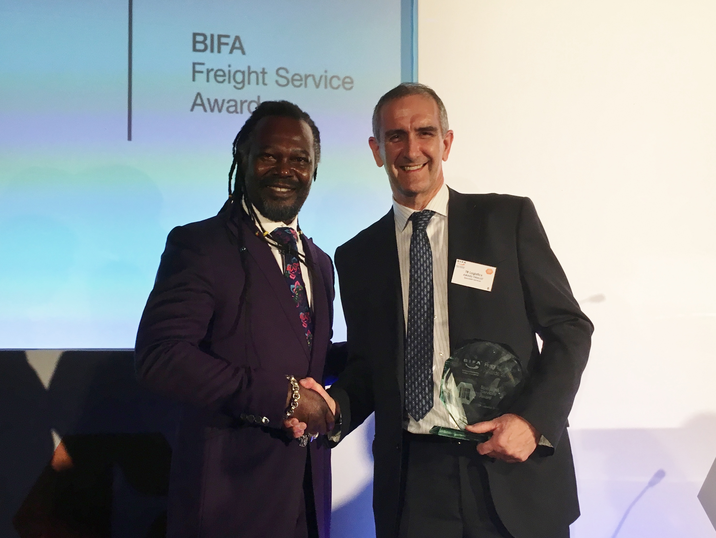BIFA Awards 2017 - TR Logistics Paul McKeown and Levi Roots